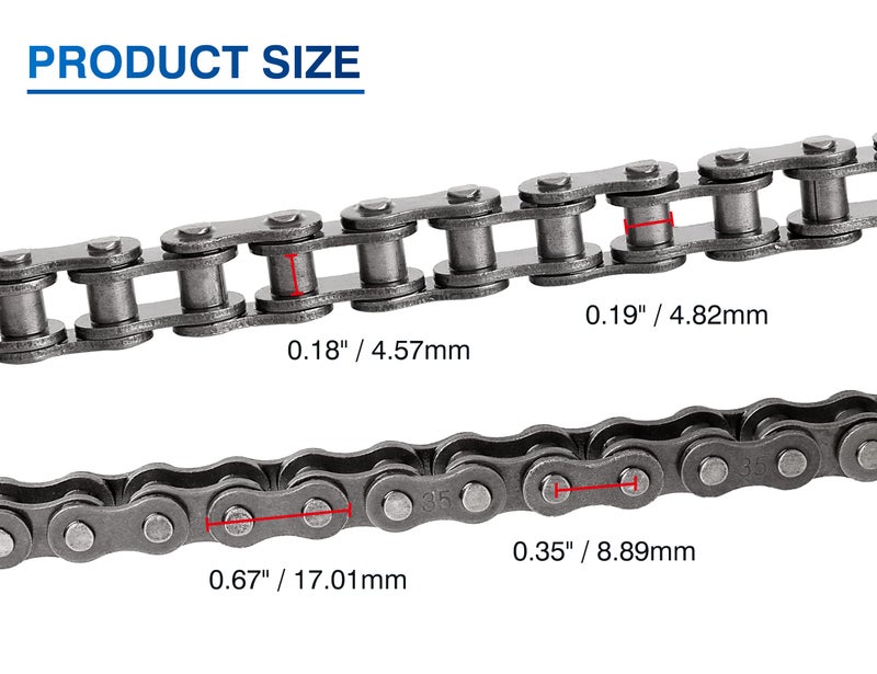Belleone #35 Roller Chain 10 Feet -320 Links #35 Chain with Chain Breaker & 5 Connecting Links for Go Karts, Motorcycles, Mini Bikes, Bycicles, Other Home and Industrial Machinery - Image 4